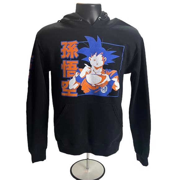 Son Goku Dragon Ball Z Men's Hoodie Eating Ramen Kanji size Small Anime - Picture 1 of 14
